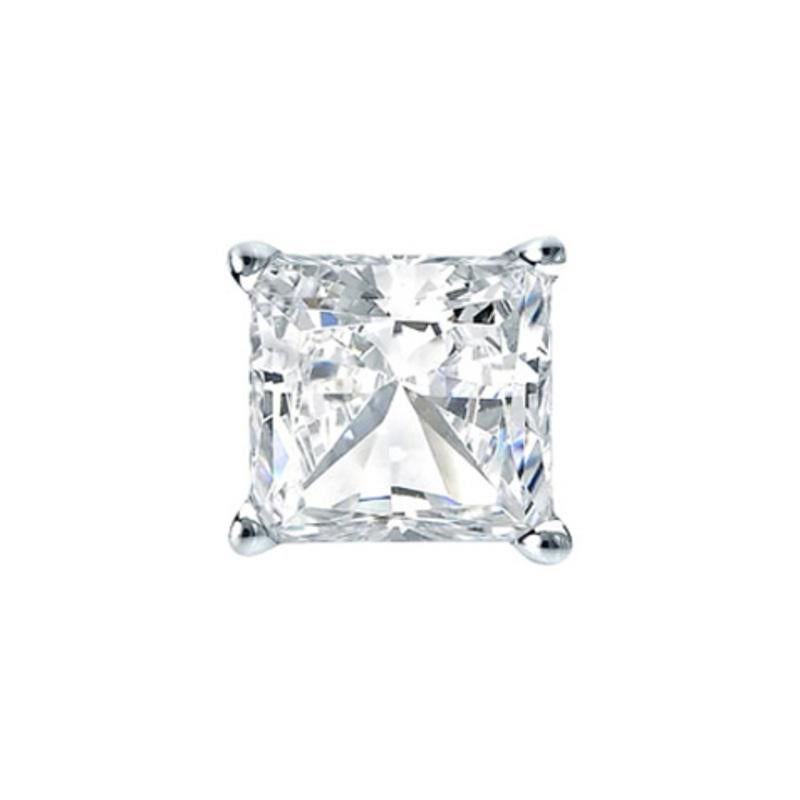 Women's or Men's 0.30 Carat Solitaire Princess Cut Diamond Stud in 14 Karat White Gold For Sale
