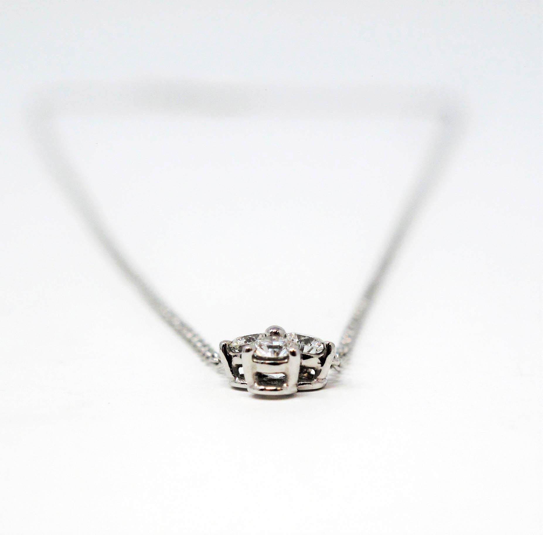 .30 Carat Tiffany & Co. Diamond and Platinum Aria Three-Stone Pendant Necklace In Good Condition In Scottsdale, AZ