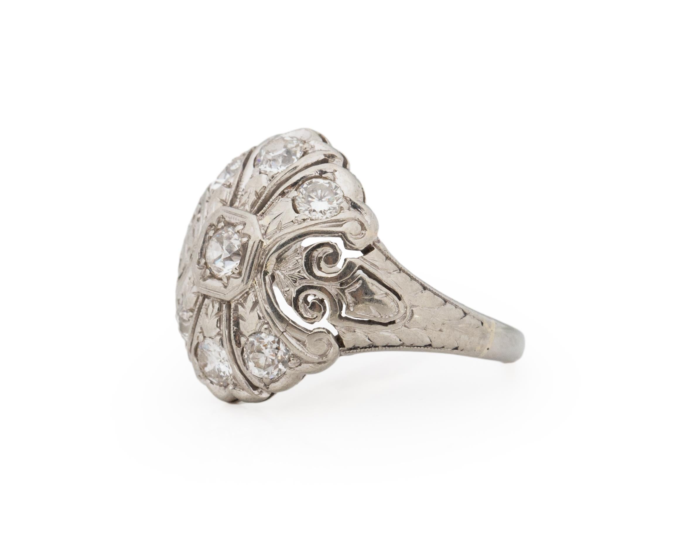 Old European Cut .30 Carat Total Weight Art Deco Diamond Platinum Engagement Ring For Sale