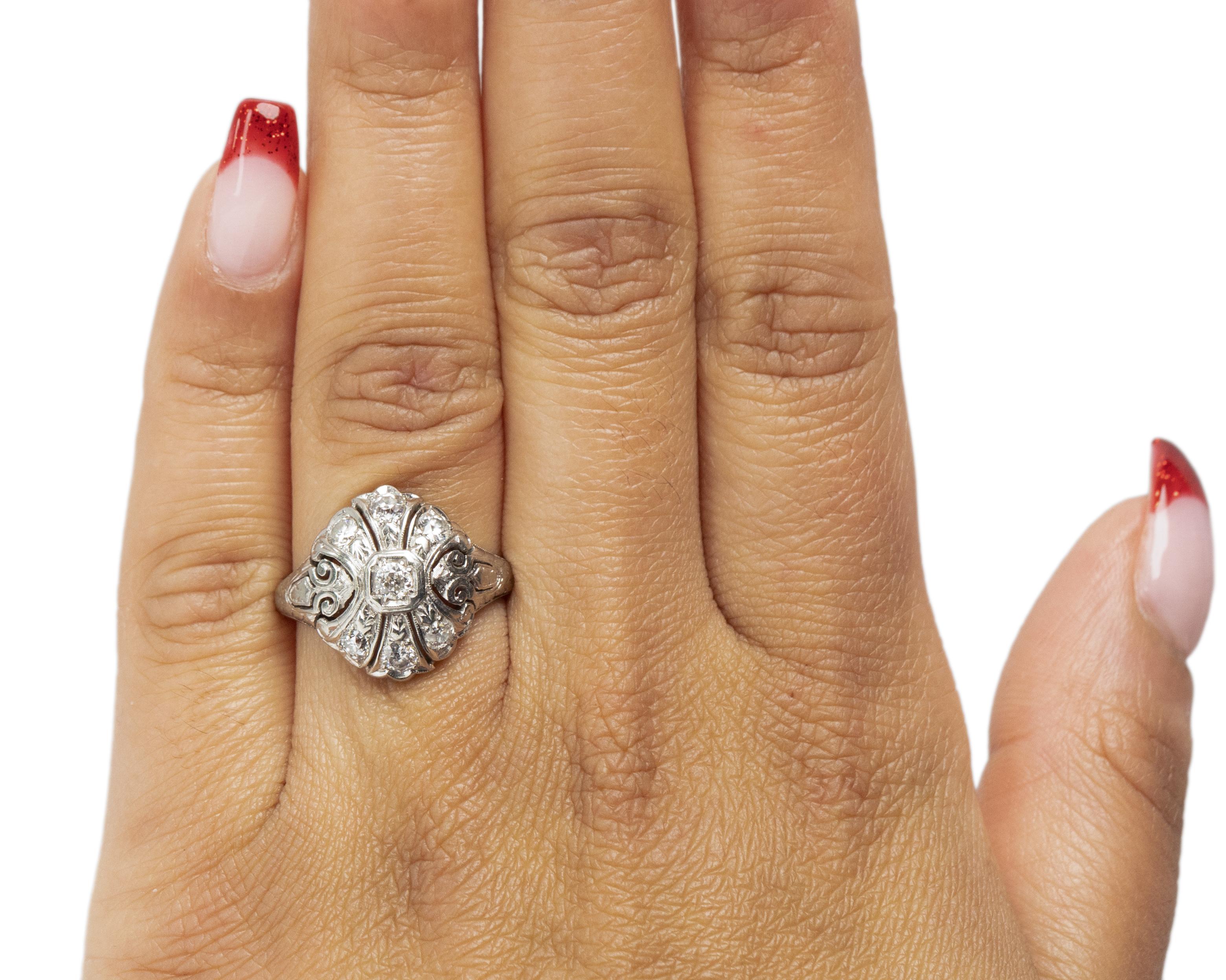 Women's .30 Carat Total Weight Art Deco Diamond Platinum Engagement Ring For Sale