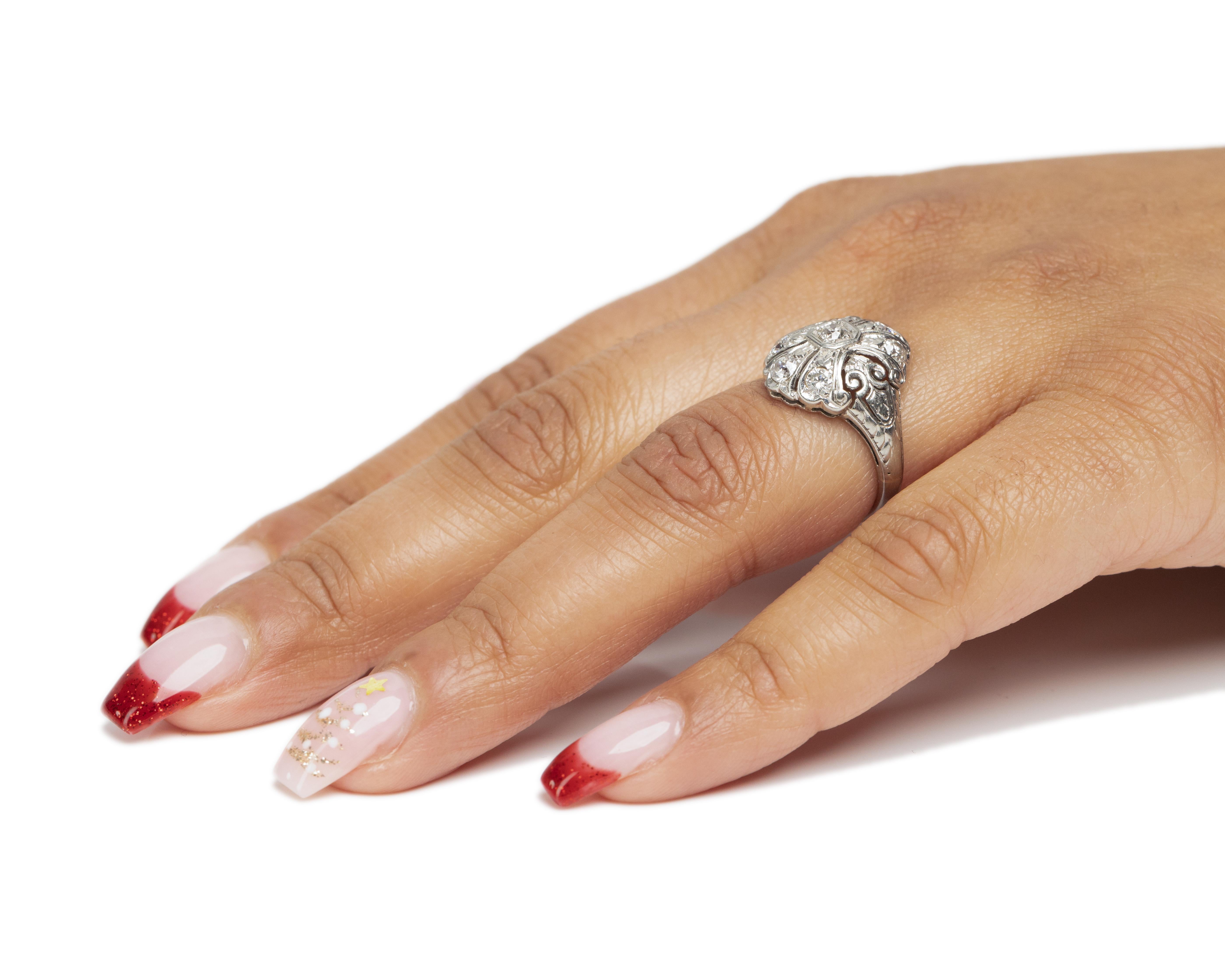 .30 Carat Total Weight Art Deco Diamond Platinum Engagement Ring For Sale 2