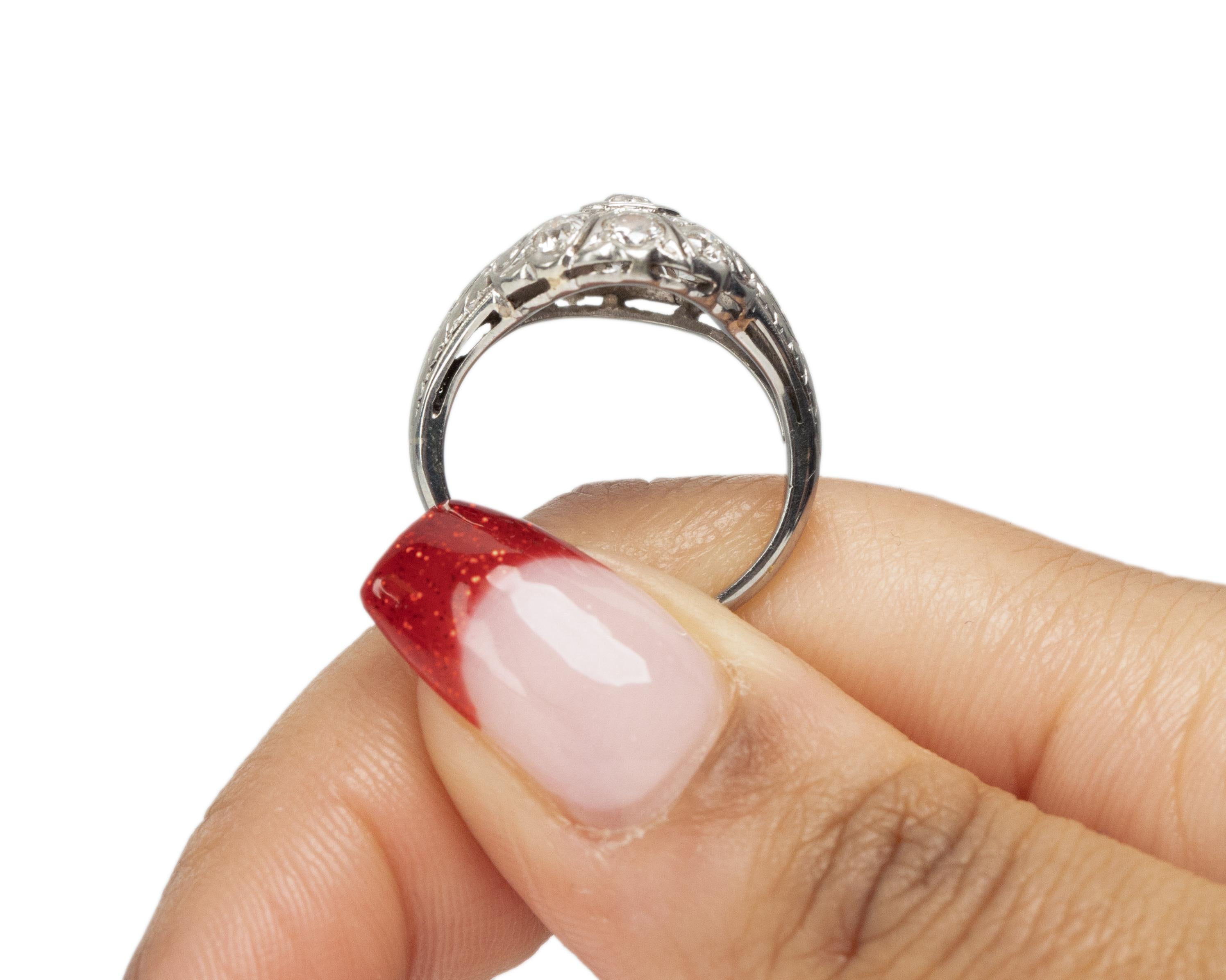 .30 Carat Total Weight Art Deco Diamond Platinum Engagement Ring For Sale 3