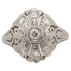 .30 Carat Total Weight Art Deco Diamond Platinum Engagement Ring