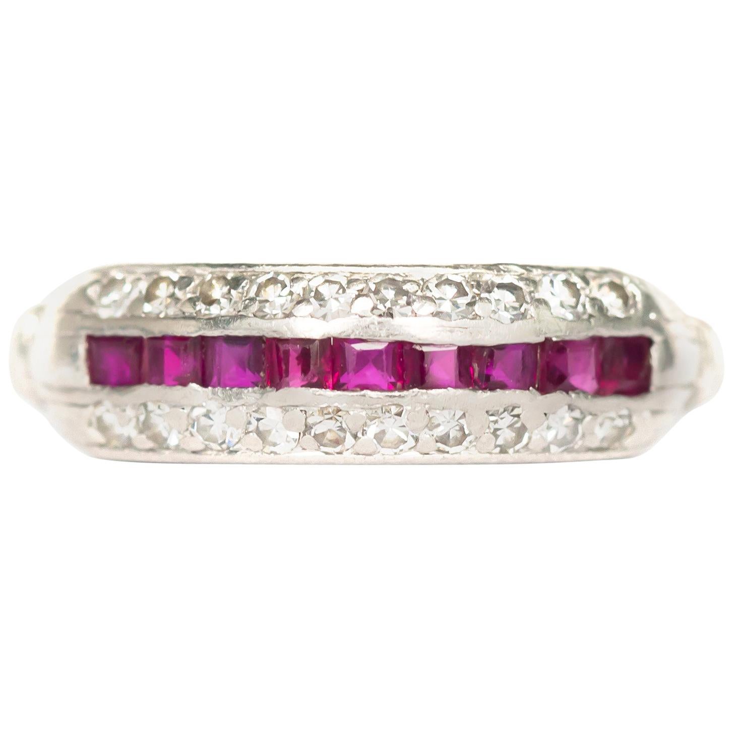 .30 Carat Total Weight Ruby Platinum Wedding Band