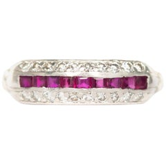 Antique .30 Carat Total Weight Ruby Platinum Wedding Band