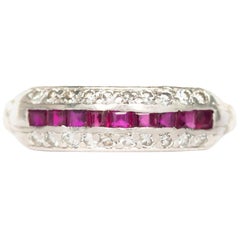Antique .30 Carat Total Weight Ruby Platinum Wedding Band for Shanth