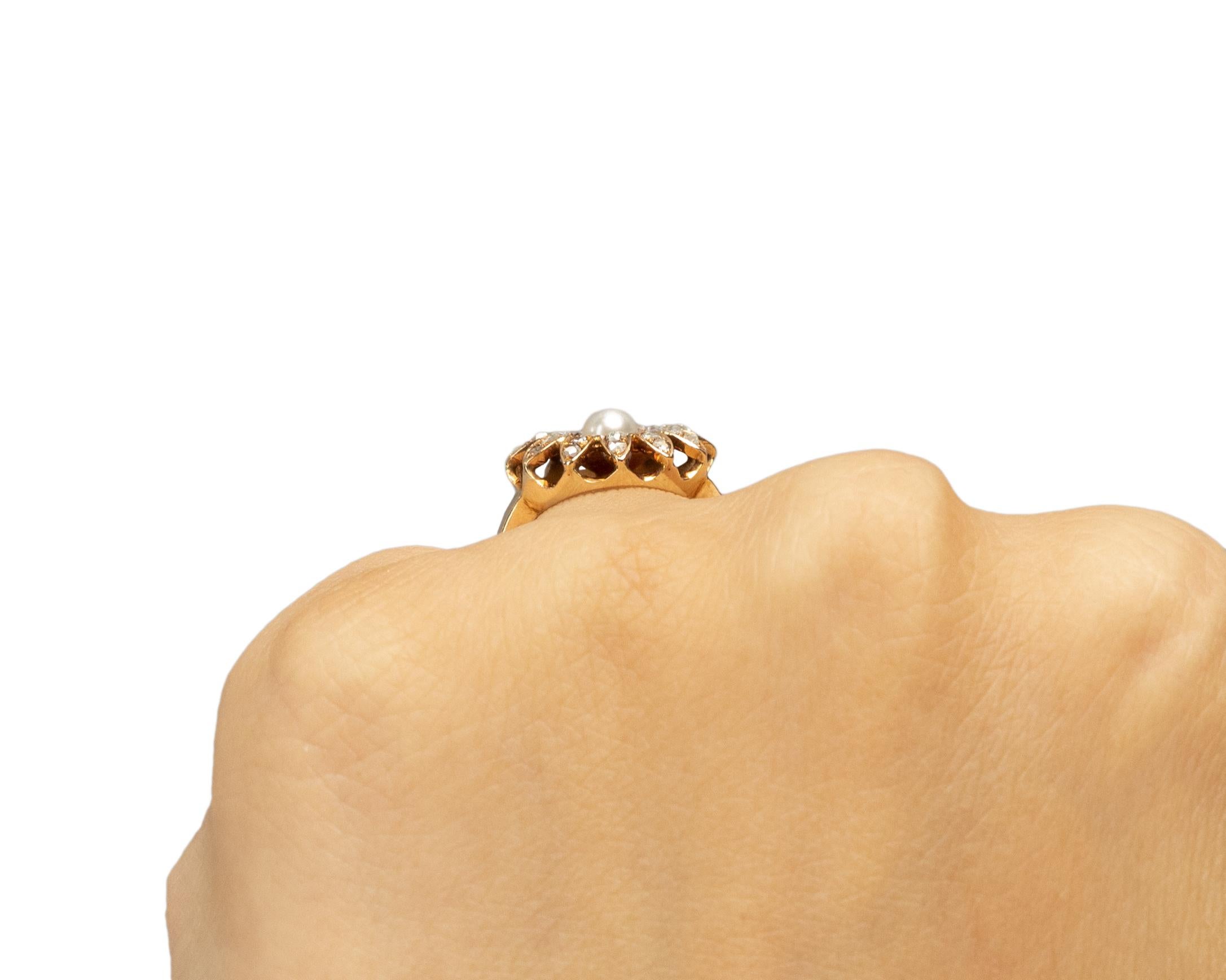 Women's .30 Carat Total Weight Victorian Diamond 14 Karat Yellow Gold Engagement Ring For Sale