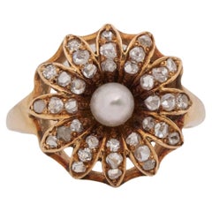 .30 Carat Total Weight Victorian Diamond 14 Karat Yellow Gold Engagement Ring