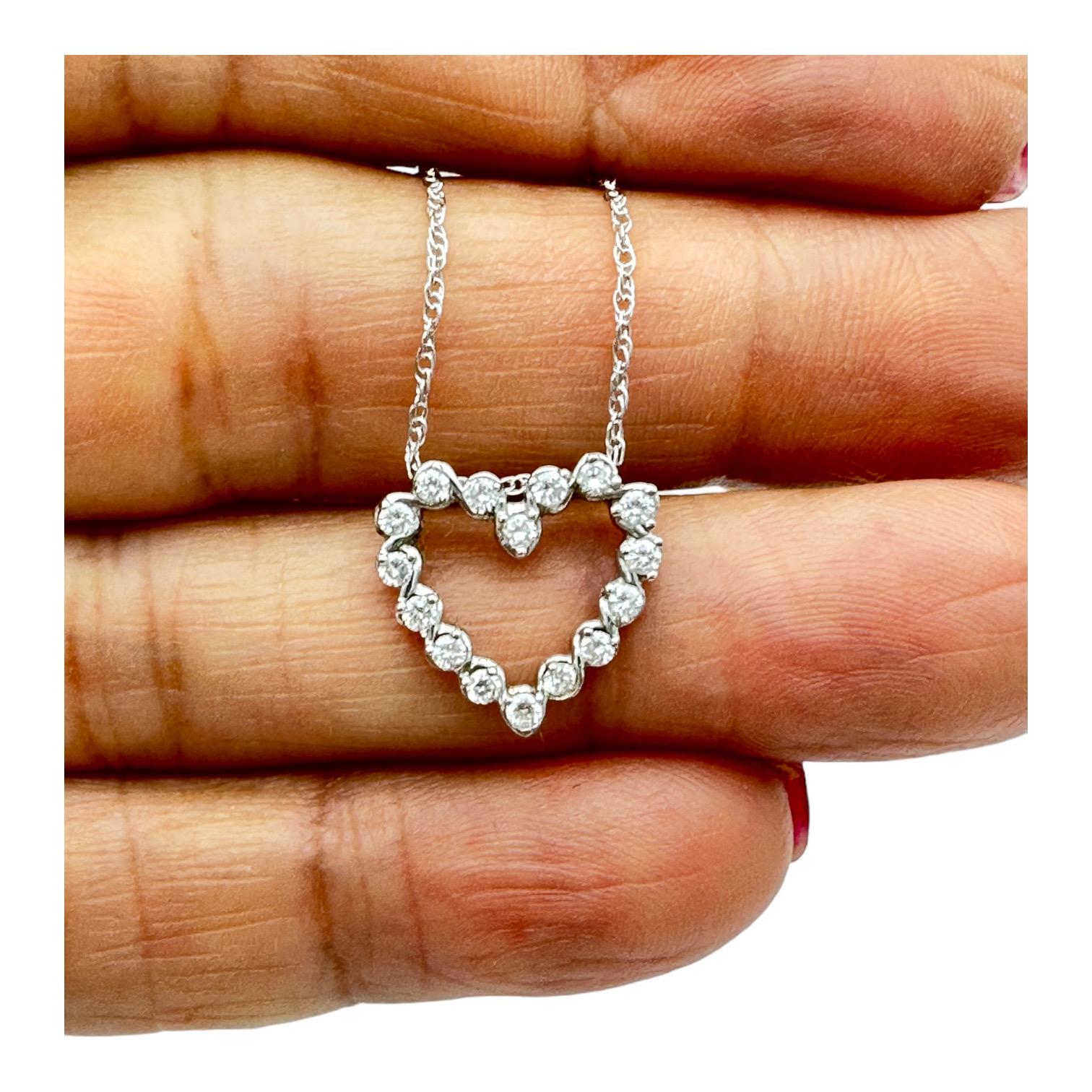Contemporary .30 Carat White Gold bezel Set Diamond Heart Pendant For Sale