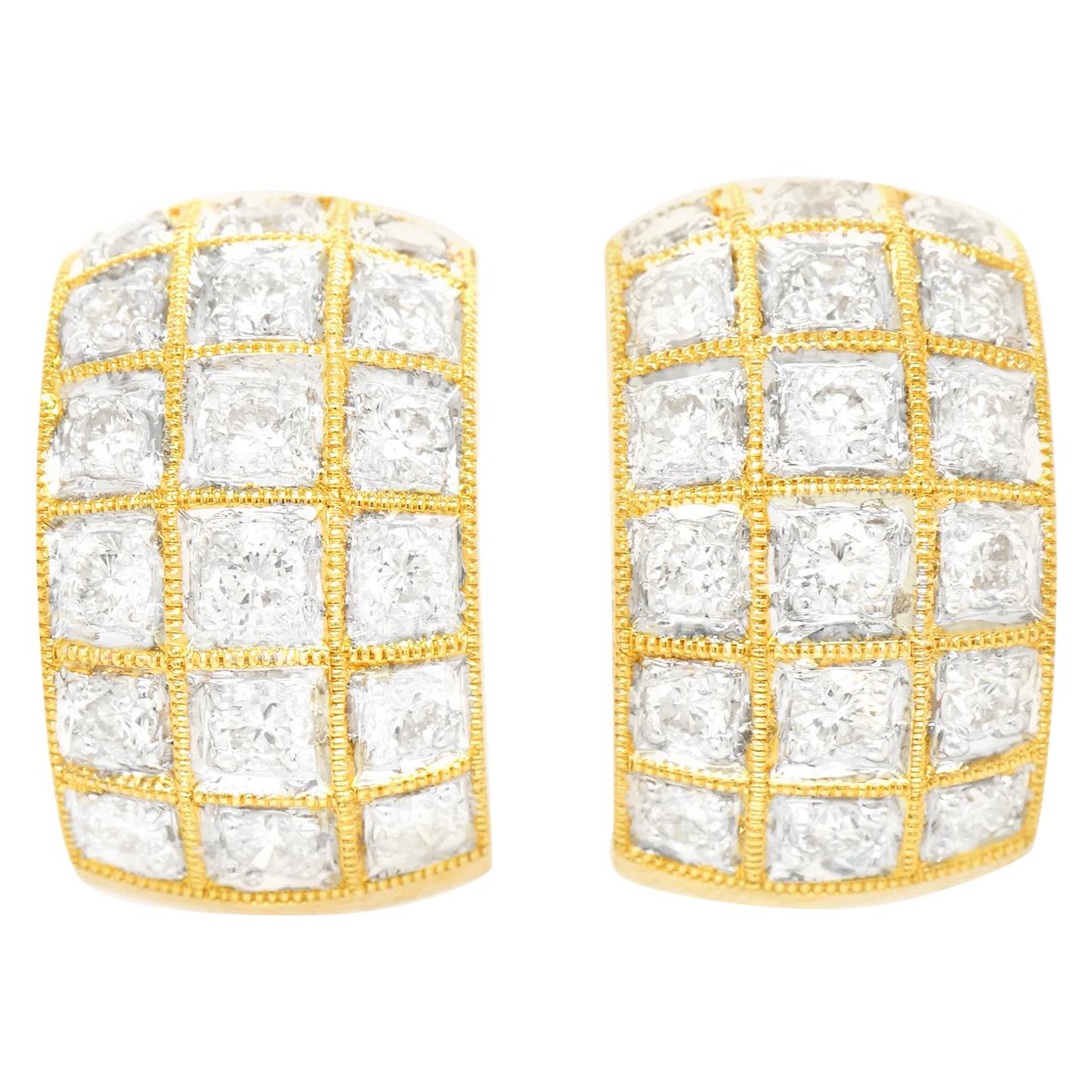 3.0 Carat Diamond-Set Gold Earrings
