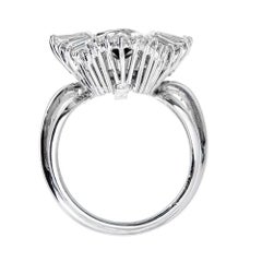 6TCW Marquise Cut Sapphire Diamond Estate Engagement Ring 18k White Gold