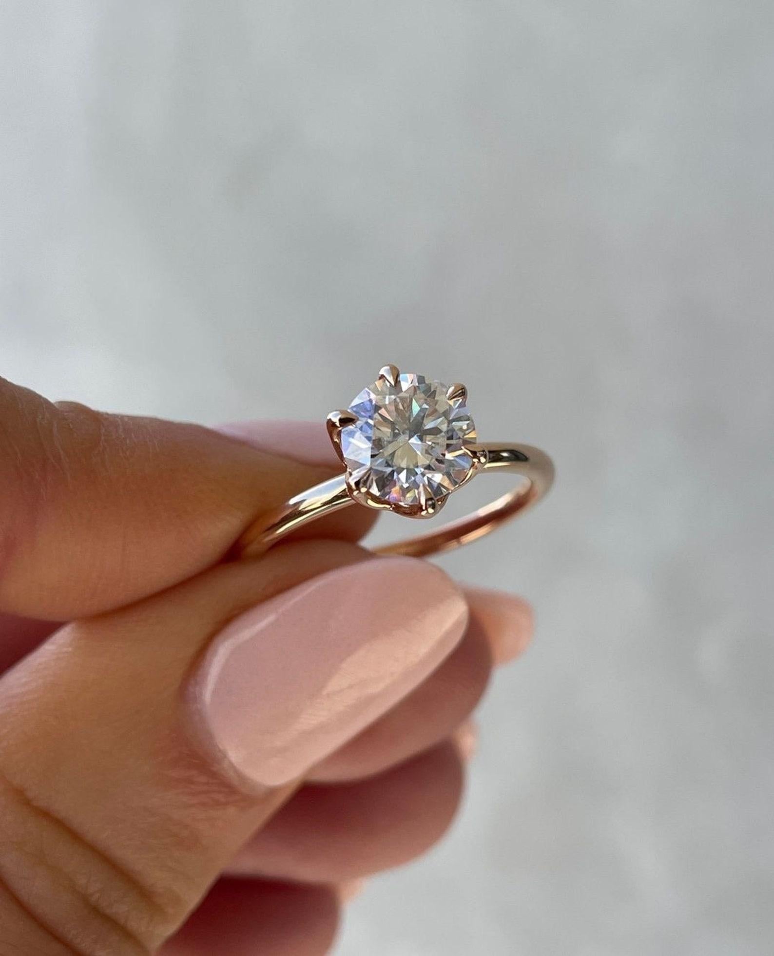 3.0 CT Rundschliff Moissanit Ring Solitär Ehering 925 Sterling Silber Ring 9