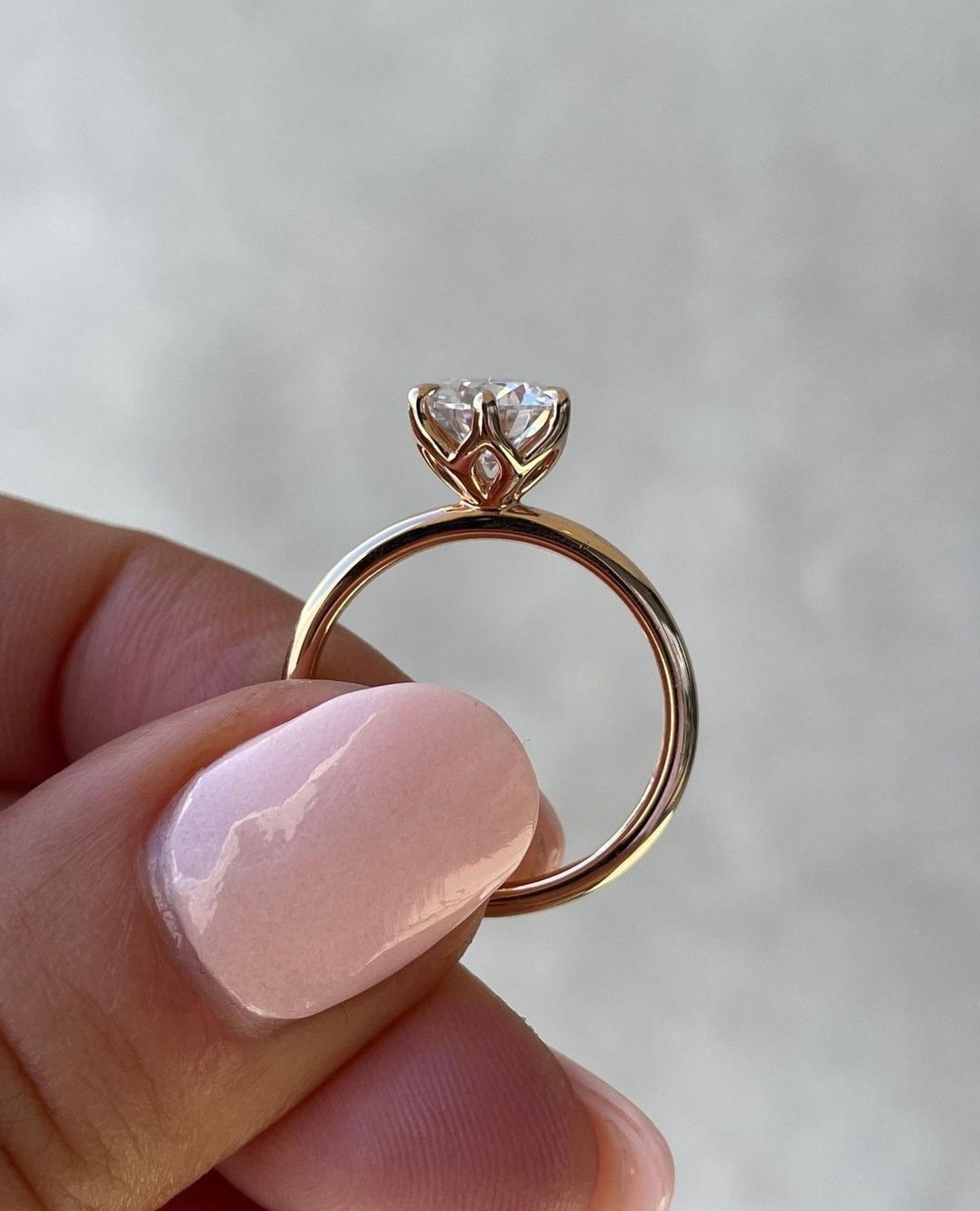 3.0 CT Rundschliff Moissanit Ring Solitär Ehering 925 Sterling Silber Ring 10