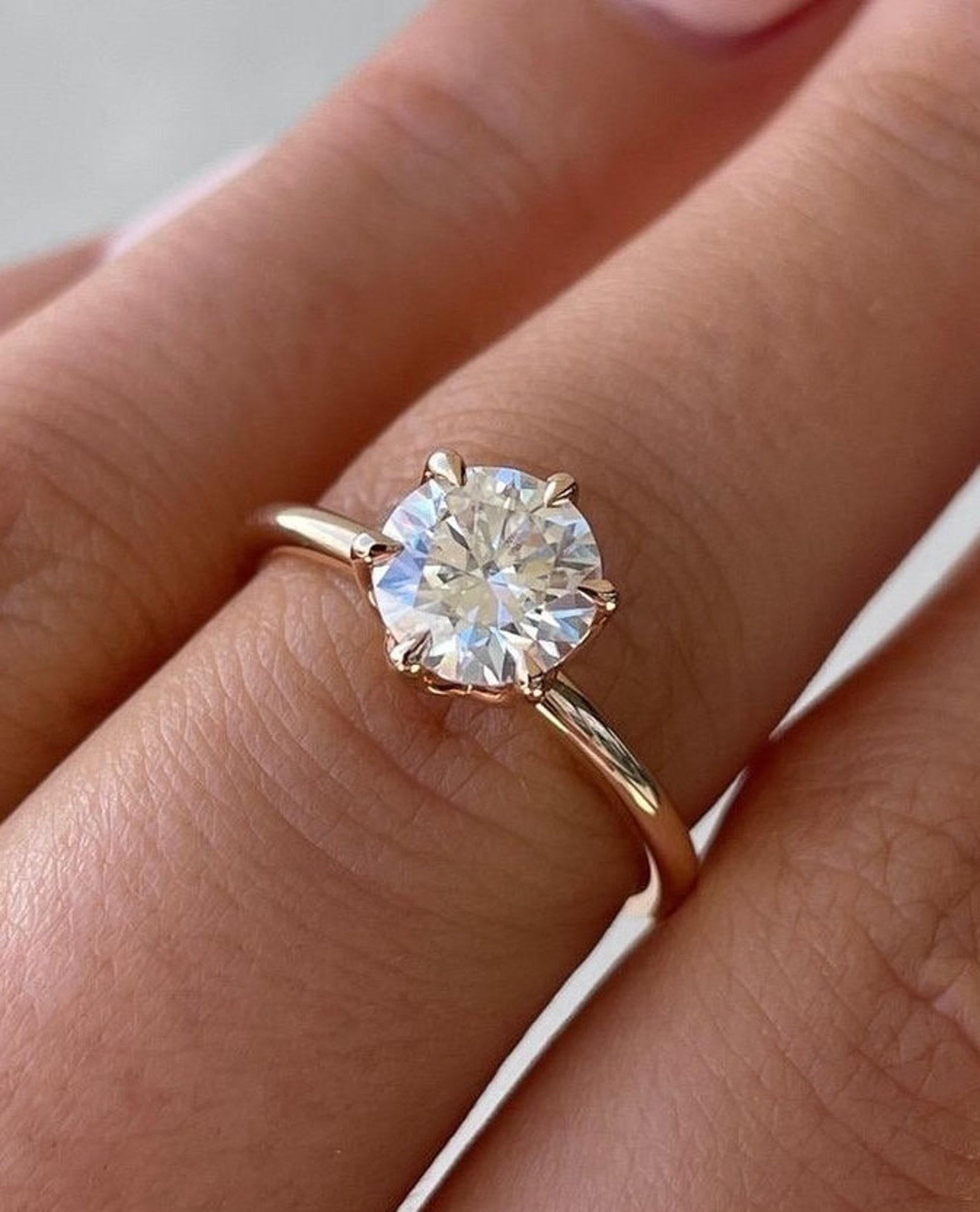 3.0 CT Rundschliff Moissanit Ring Solitär Ehering 925 Sterling Silber Ring 14