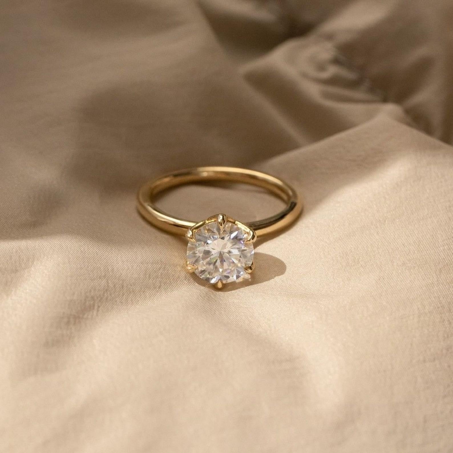 3.0 CT Rundschliff Moissanit Ring Solitär Ehering 925 Sterling Silber Ring (Art déco)