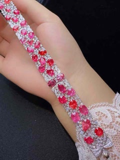 30 Ct Spinel Diamond Bracelet in 18K White Gold