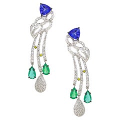 3.0 cts of Emerald and 3.82 cts of Tanzanite Earrings