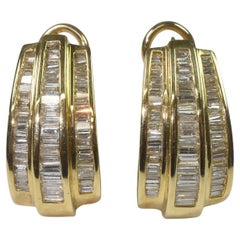 Vintage 3.0 Cttw Baguette Diamond Earrings, 14k Setting