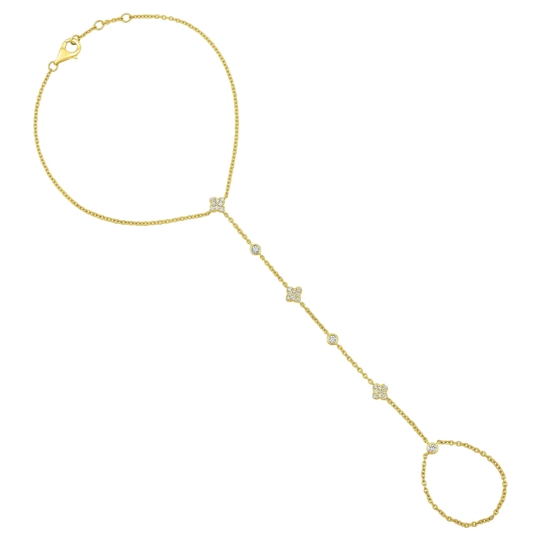 30 Diamonds Bloom 14K (or 18k upon request) Yellow Gold Hand Chain