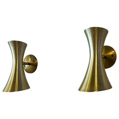 30 Flared Modernist Hour-glass Anodized Aluminum Wall Sconces, Lightolier