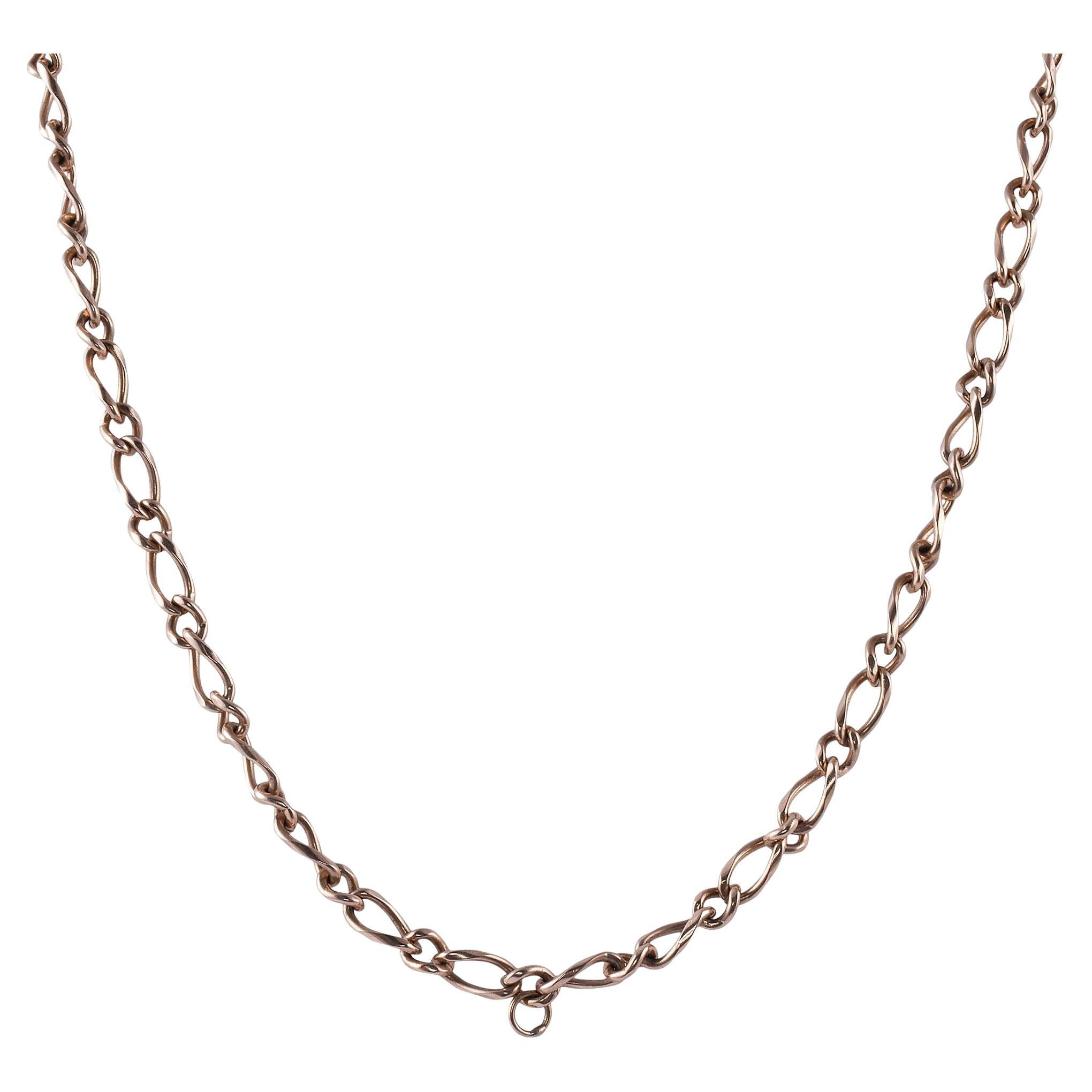 30 Inch 14K Gold Chain Figaro Necklace For Sale
