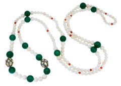 White Coral and Green Onyx Necklace