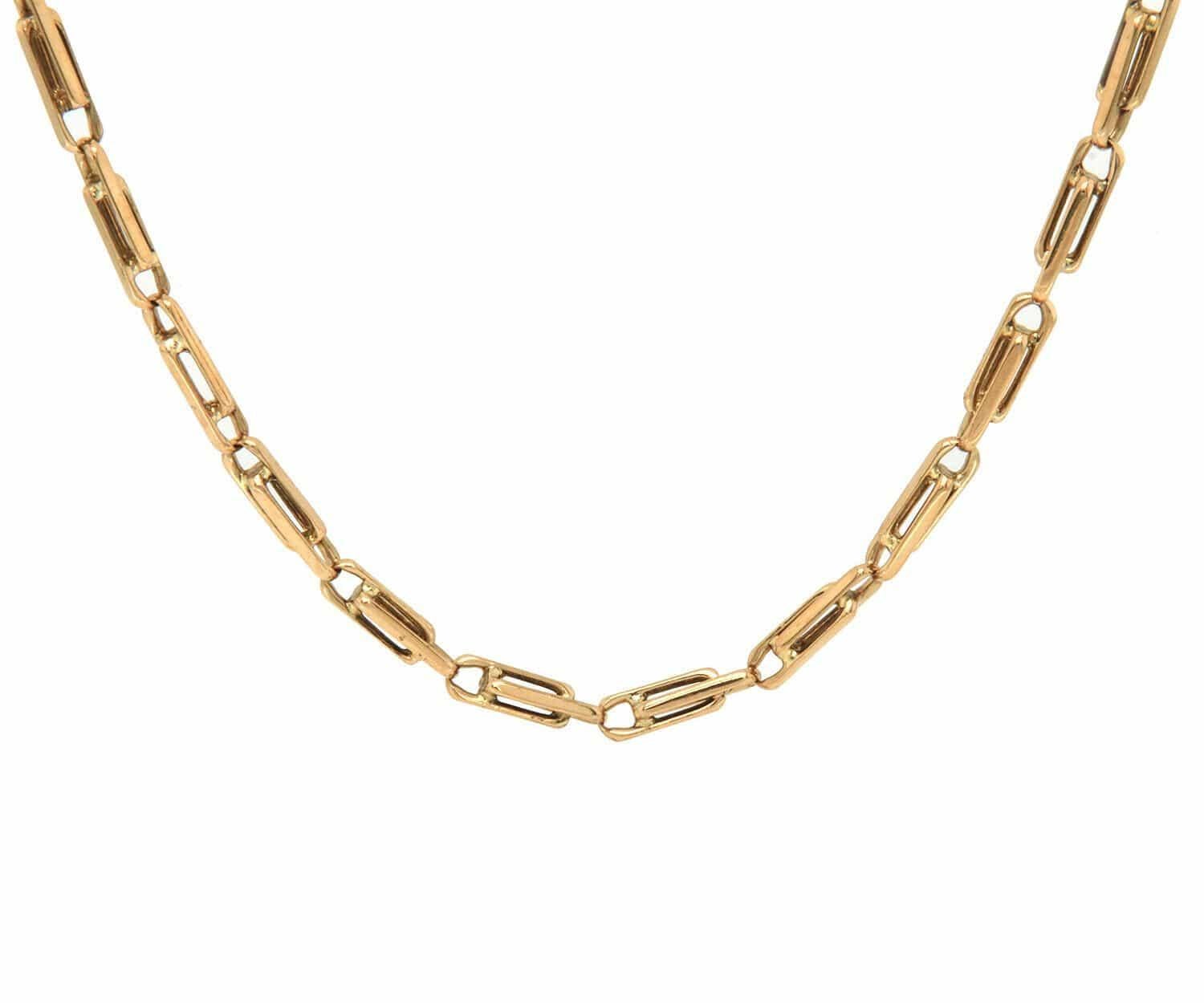 3.0 MM Fancy Link Necklace in 14K

Fancy Link Necklace
14K Yellow Gold
Necklace Width: Approx. 3.0 MM
Necklace Length: Approx. 16.0 Inches
Weight: Approx. 14.40 Grams

Condition:
Offered for your consideration is a previously owned fancy link