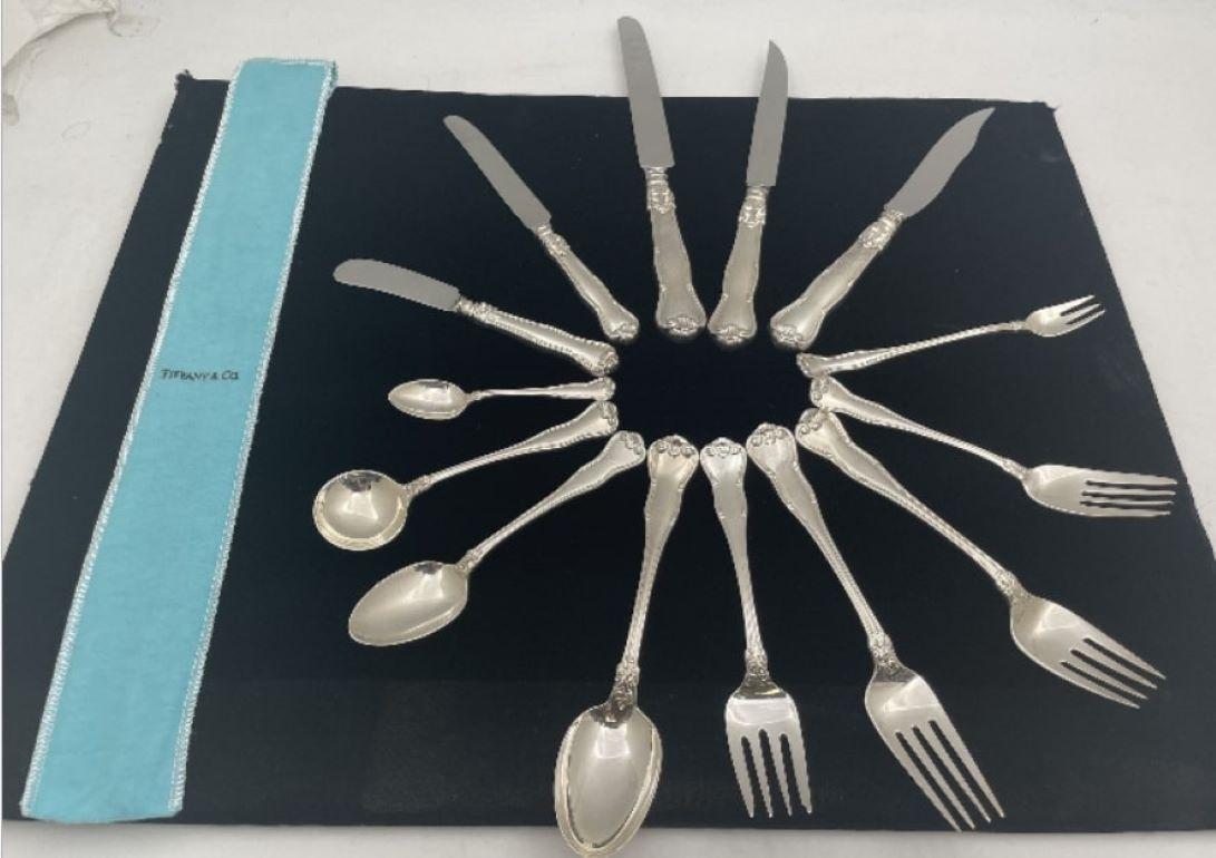 Rare and large Tiffany & Co. 180-piece sterling silver flatware set in the Provence pattern, which is a celebrated Tiffany & Co pattern inspired by 18th-century France, Provence being the region in southern France known for its less formal country