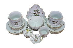 30 Pc Herend Hungary Rothschild Bird China Serving Plates Bowls Cachepots