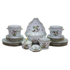30 Pc Herend Hungary Rothschild Bird China Serving Plates Bowls Cachepots