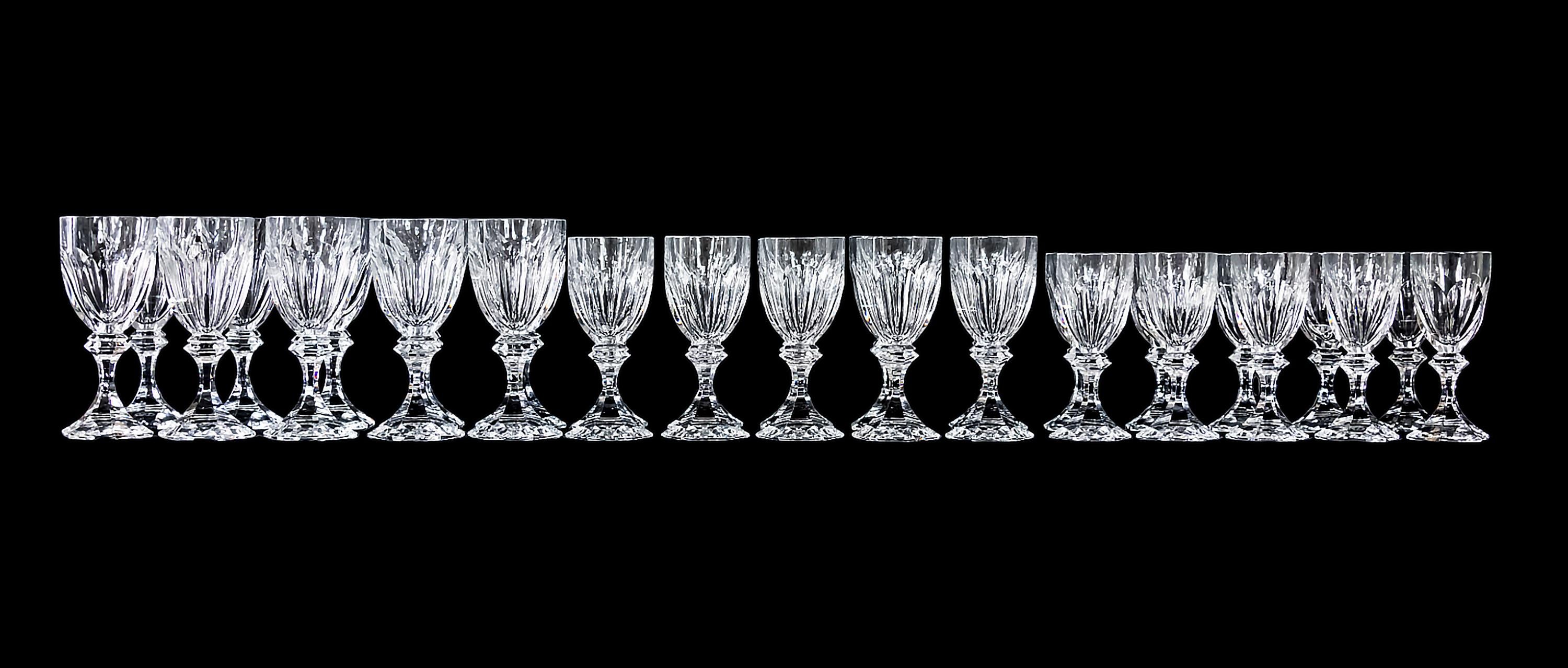 French 30 Pcs. Set of Saint Louis Crystal Wine Glasses For Sale