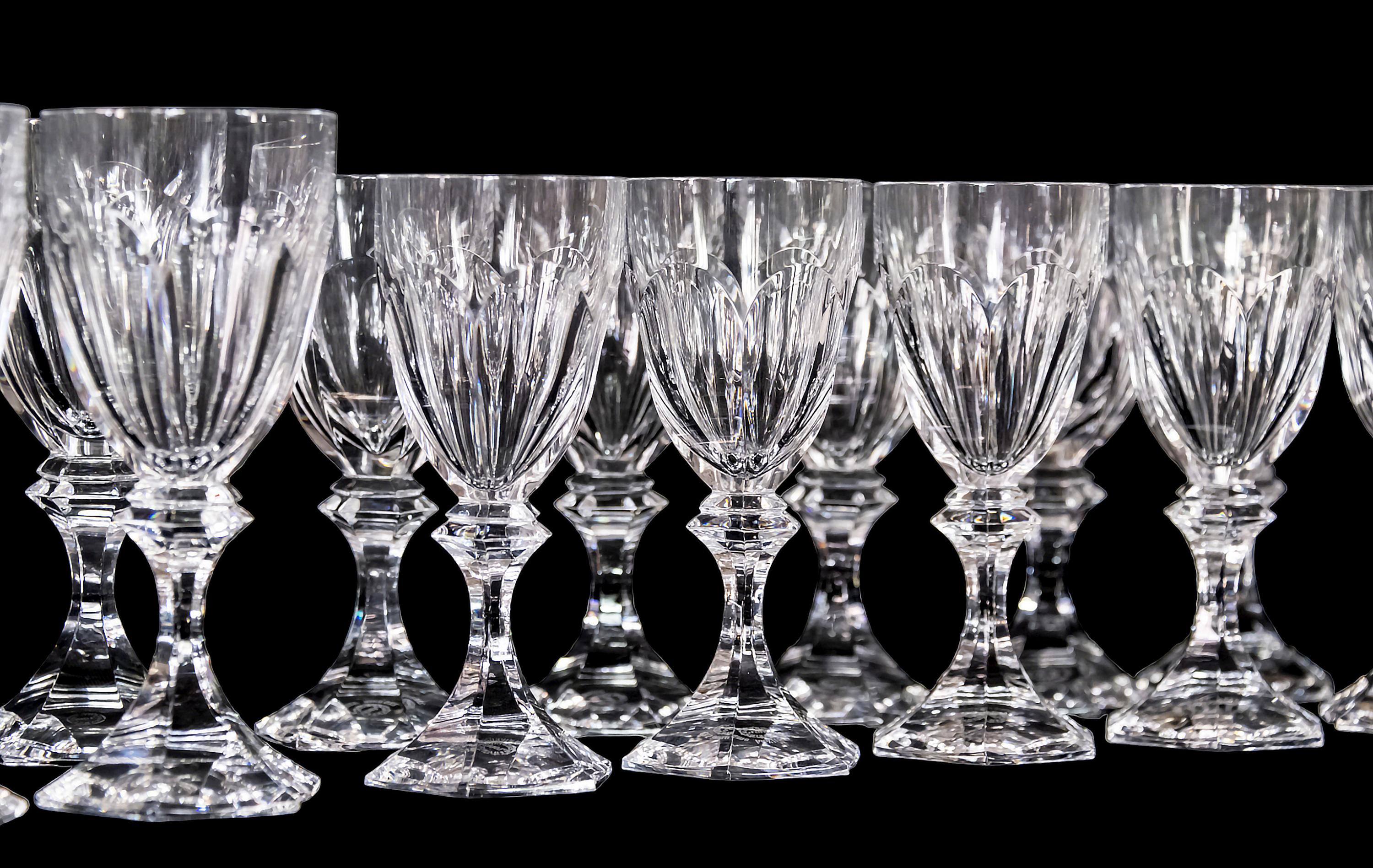 Hand-Crafted 30 Pcs. Set of Saint Louis Crystal Wine Glasses For Sale