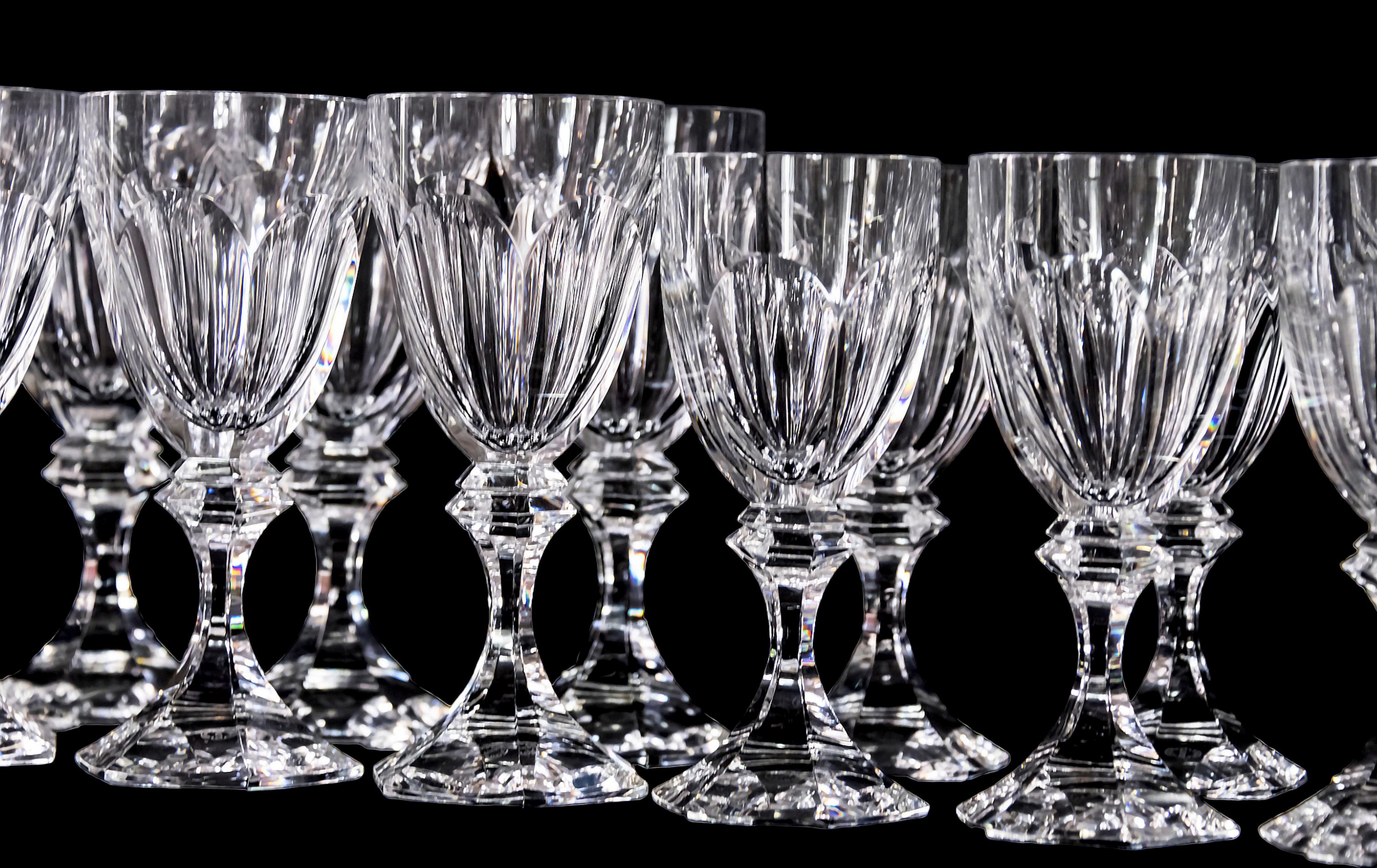 30 Pcs. Set of Saint Louis Crystal Wine Glasses In Excellent Condition For Sale In Vilnius, LT