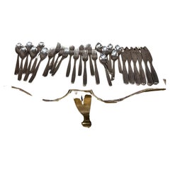 30 Piece Gourmet Stainless Flatware Midcentury Modern Service Six