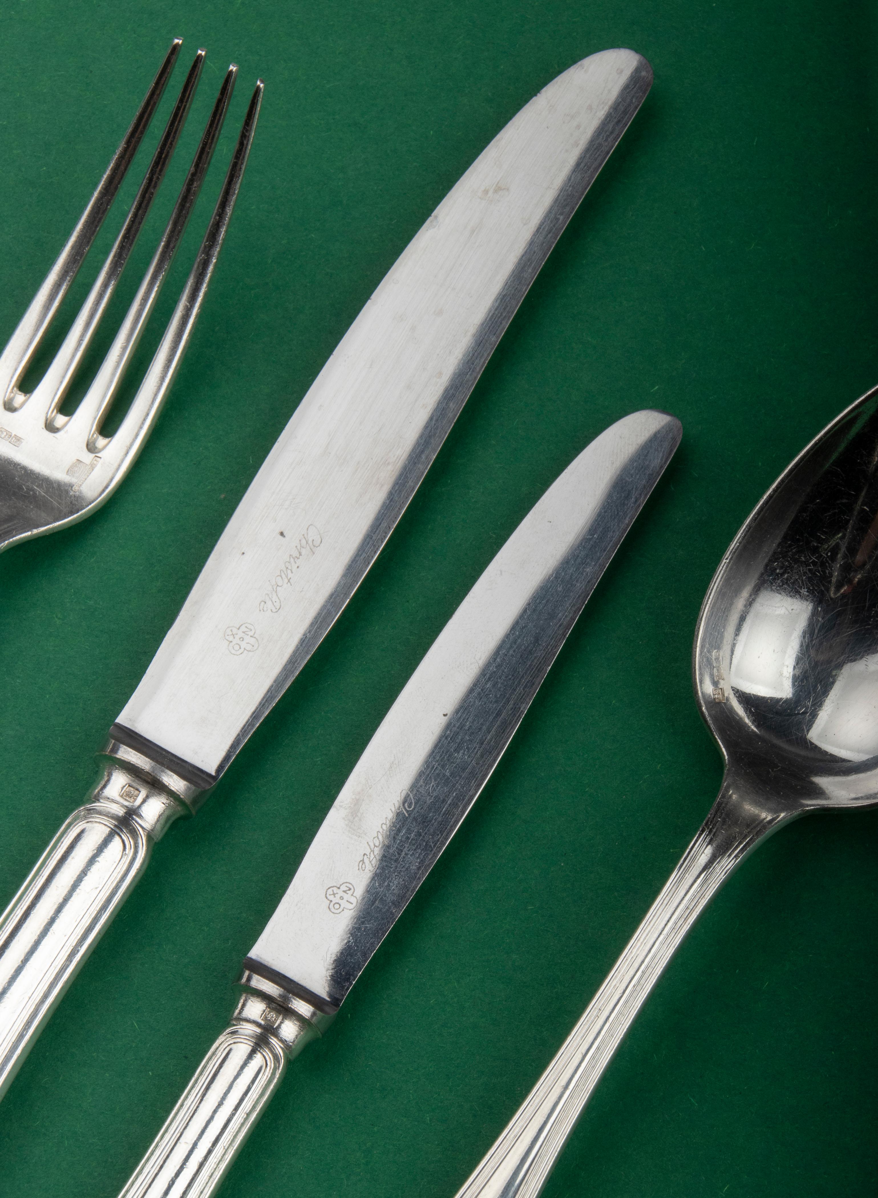 Mid-20th Century 30-Piece Set of Silver Plated Flatware Made by Christofle Model Spatours