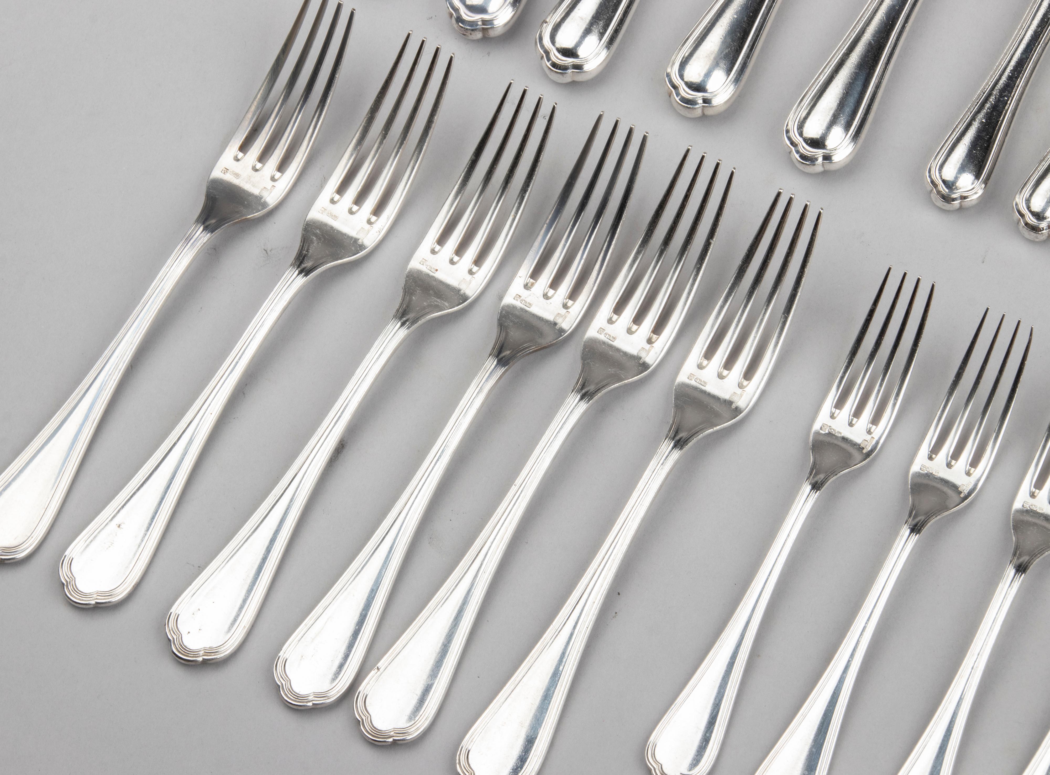 30-Piece Set of Silver Plated Flatware Made by Christofle Model Spatours 7