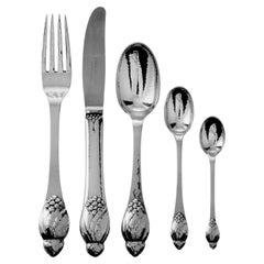 Juego de 30 piezas de cubertería de plata de ley n.º 6 de Evald Nielsen