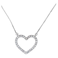 30 Round Brilliant Diamonds in 18K White Gold Heart-shaped Necklace