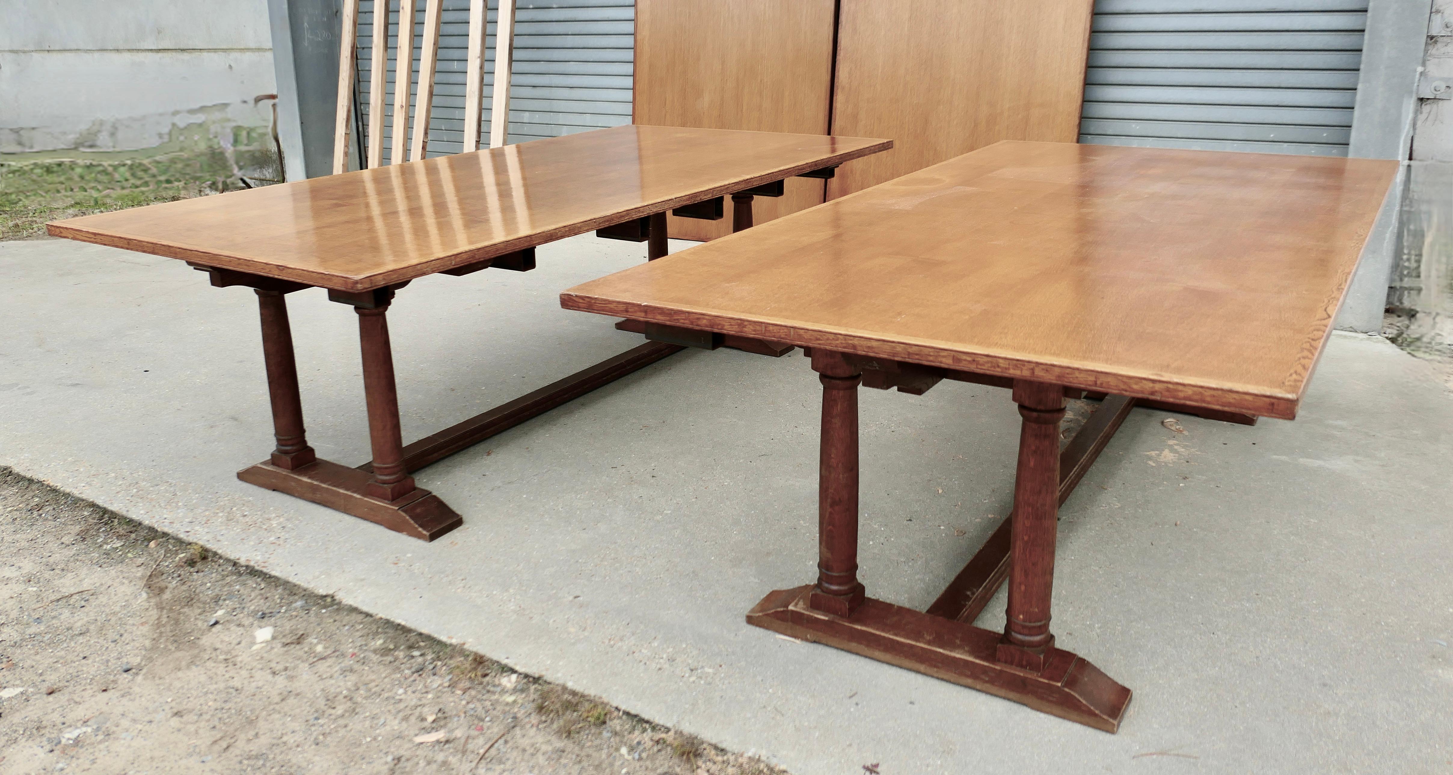 Table de billard 30 Seater Oak, table de salle de jeux Arts & Crafts en vente 4