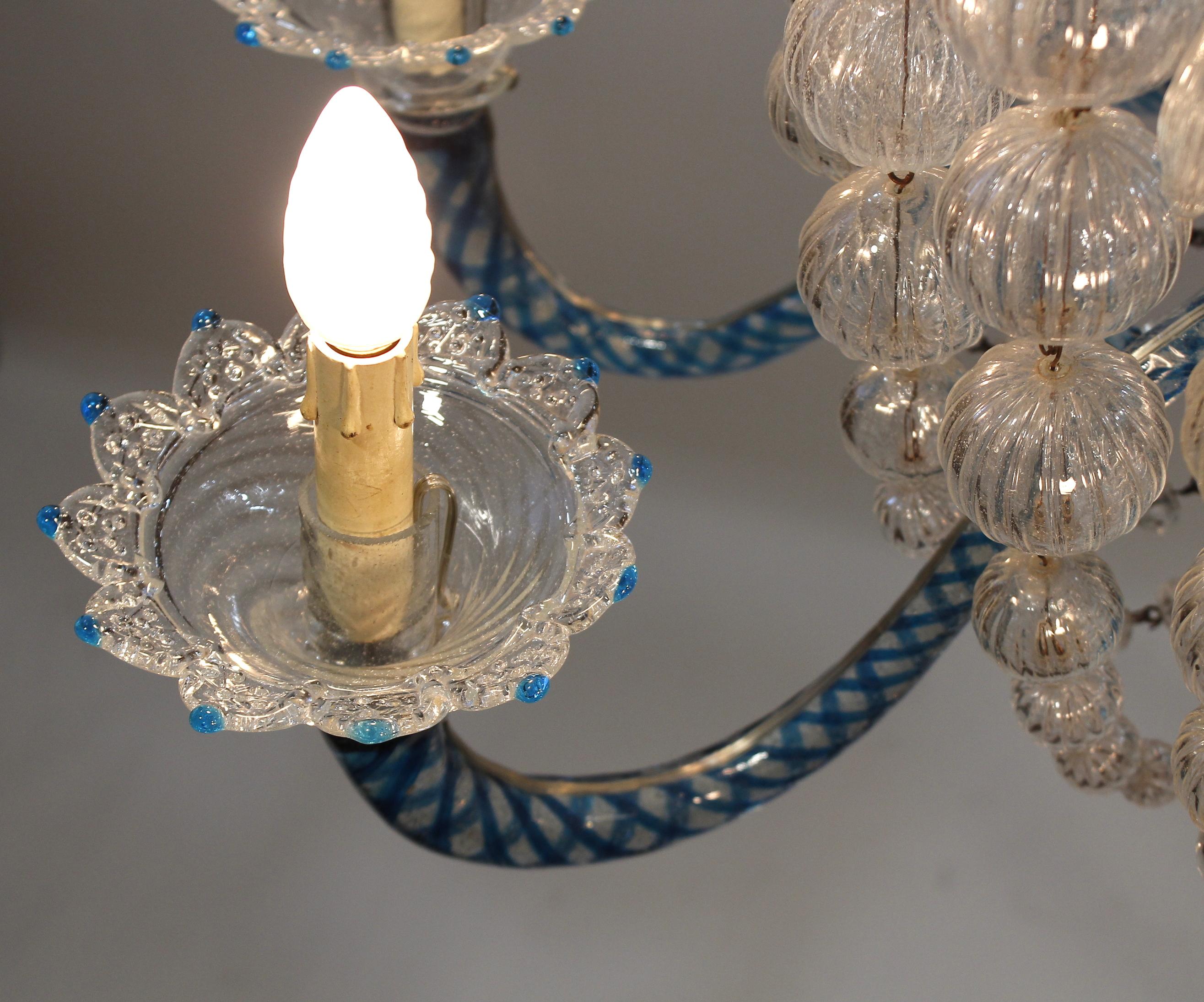 1930 Seguso Murano Glass Ceiling Lamp For Sale 11
