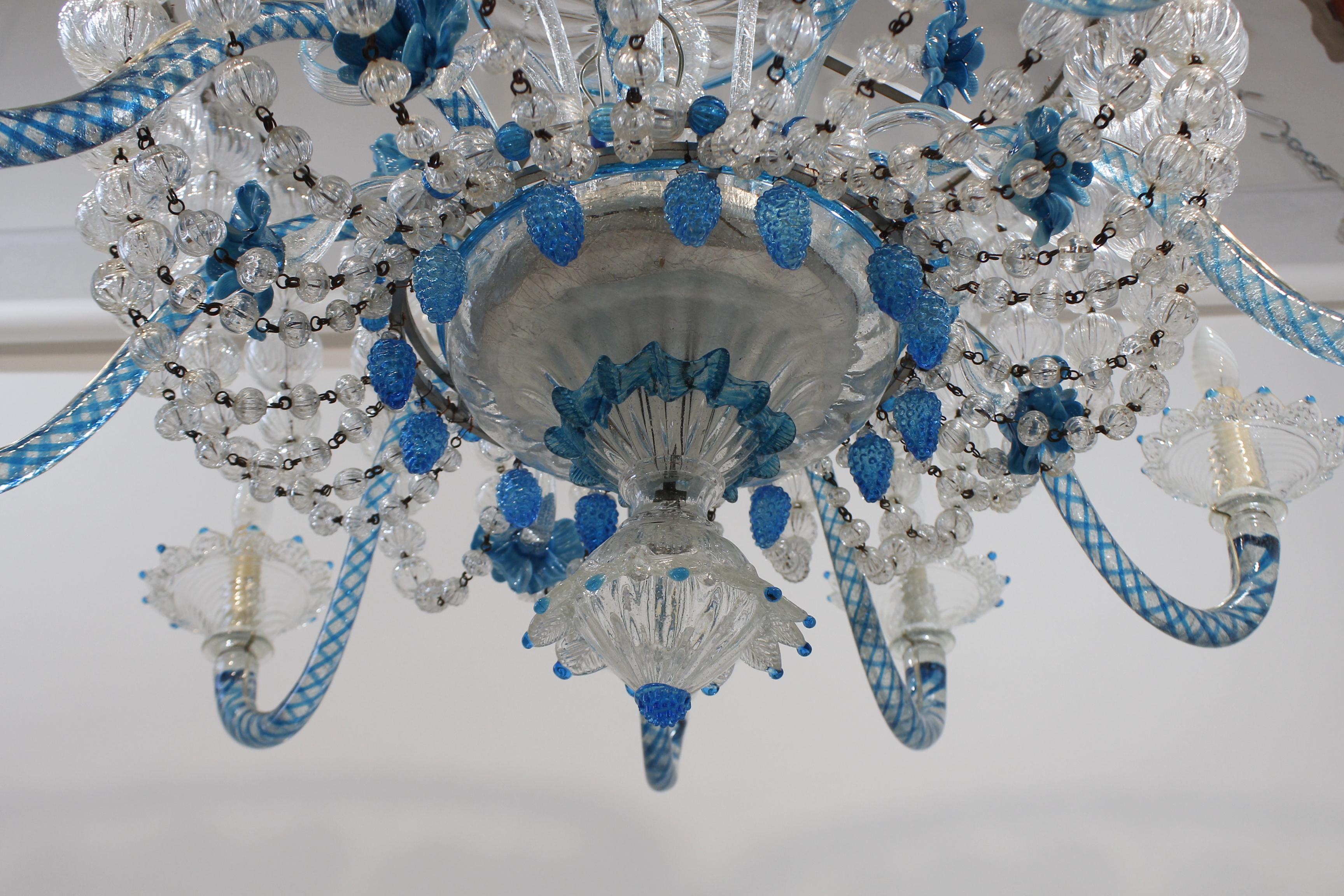 1930 Seguso Murano Glass Ceiling Lamp In Good Condition For Sale In Carpi, Modena