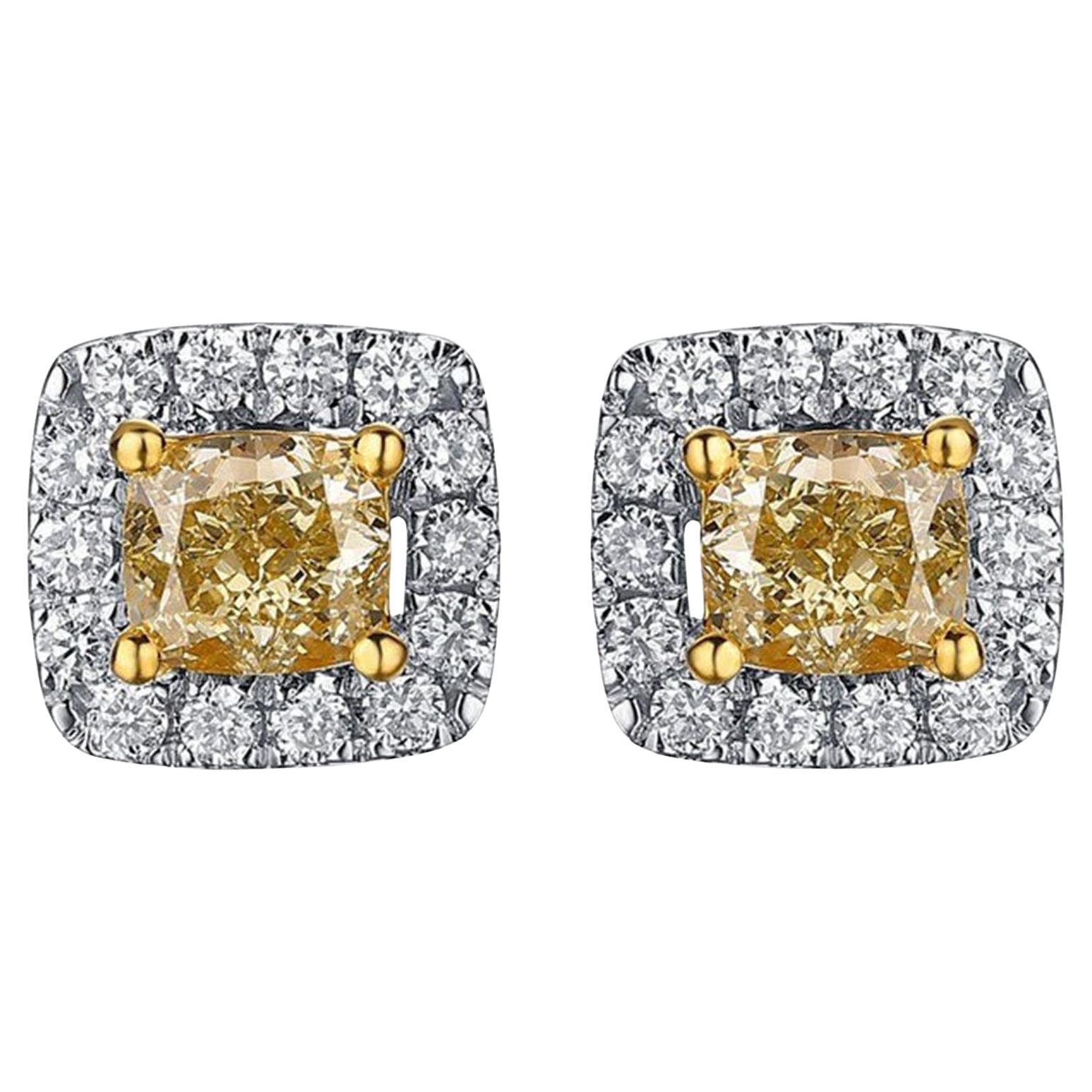 30 Shine Diamond 14K (or 18k upon request) Yellow Gold Stud Earrings For Sale