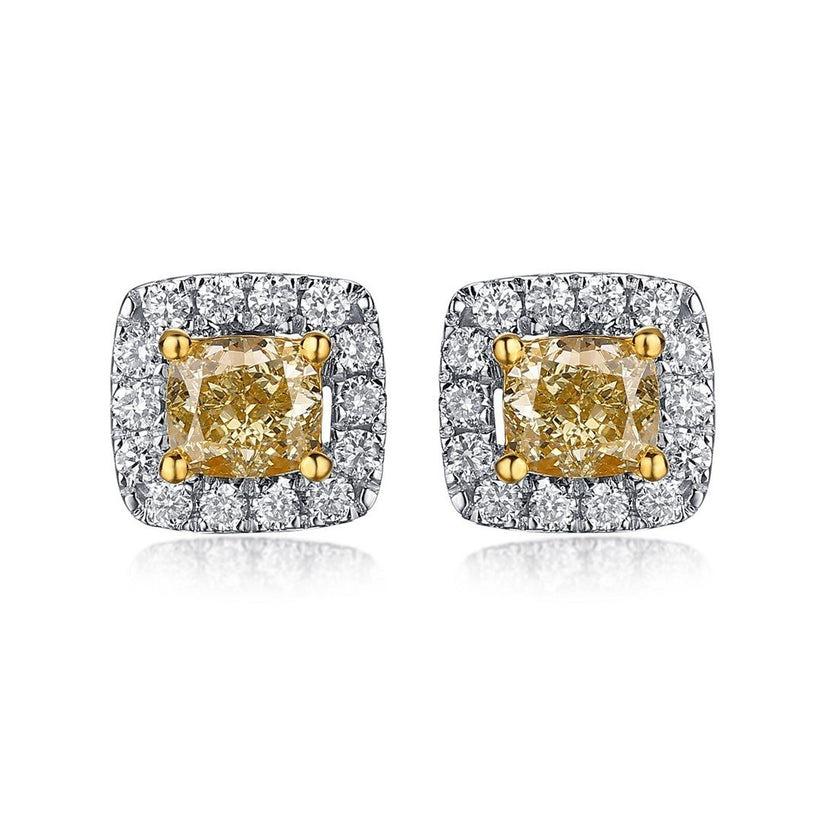 30 Shine Diamond 14K Yellow Gold Stud Earrings In New Condition For Sale In Los Angeles, CA