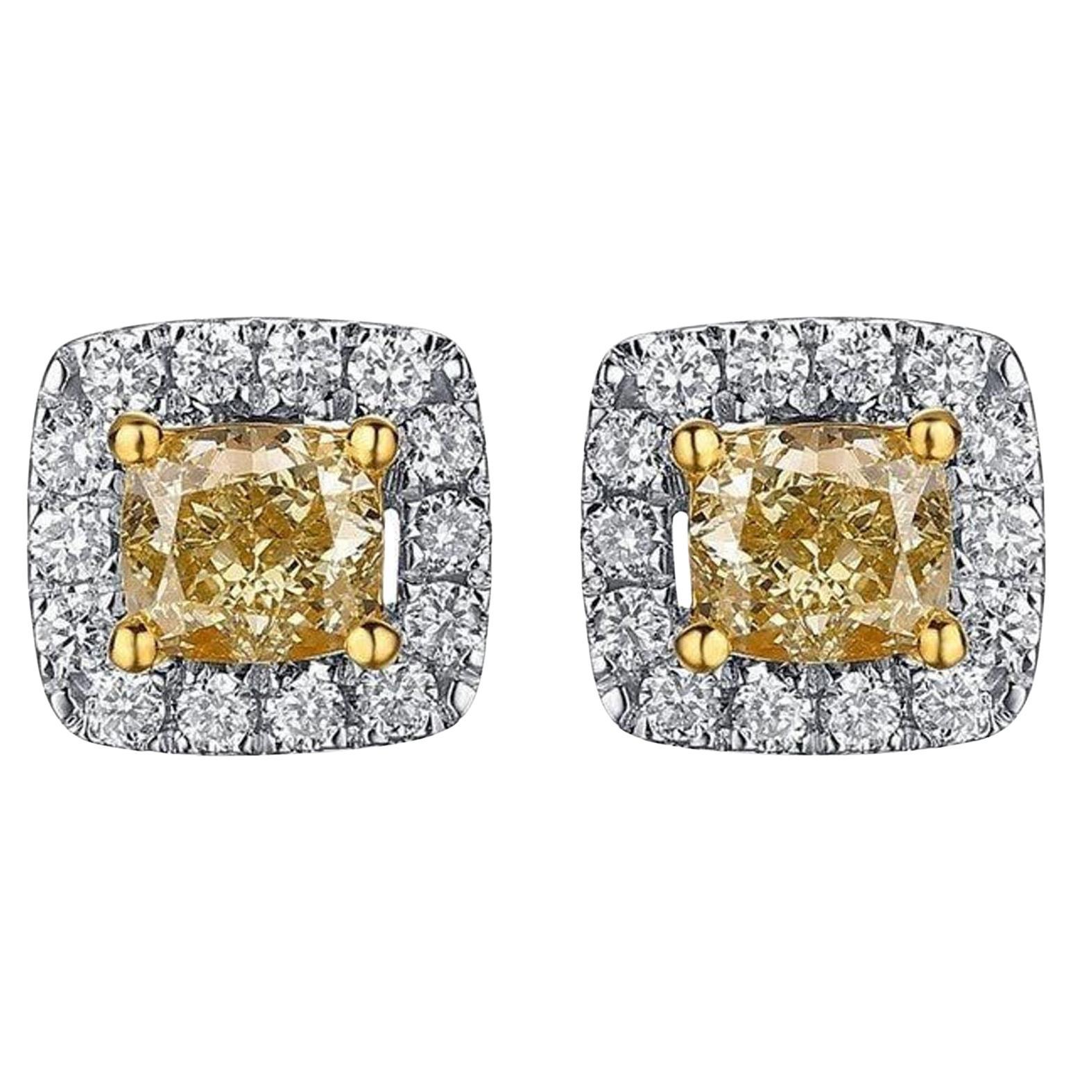 30 Shine Diamond 14K (or 18k upon request) Yellow Gold Stud Earrings For Sale