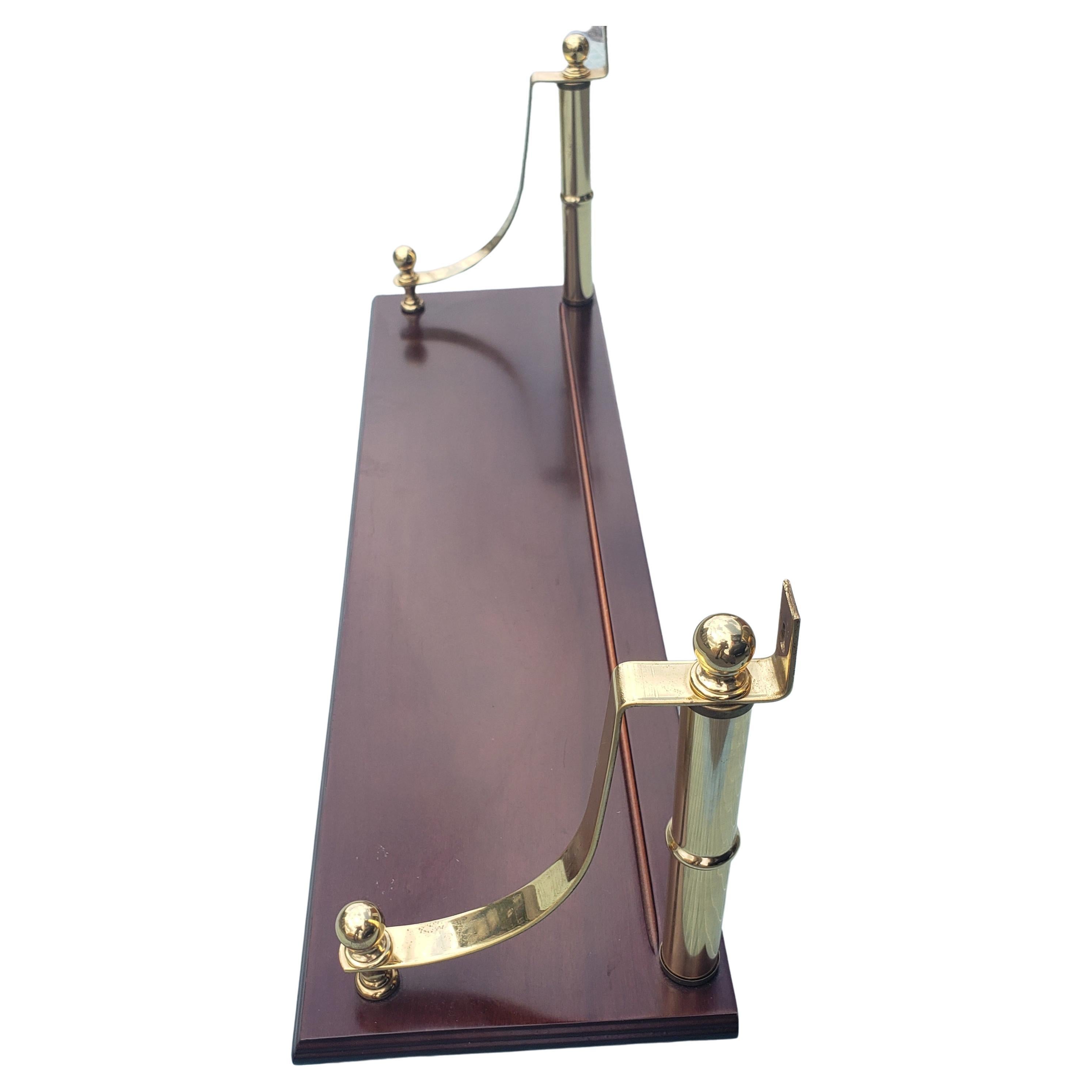 30" Solid Mahogany and Brass Mounted Wall Shelf For Sale