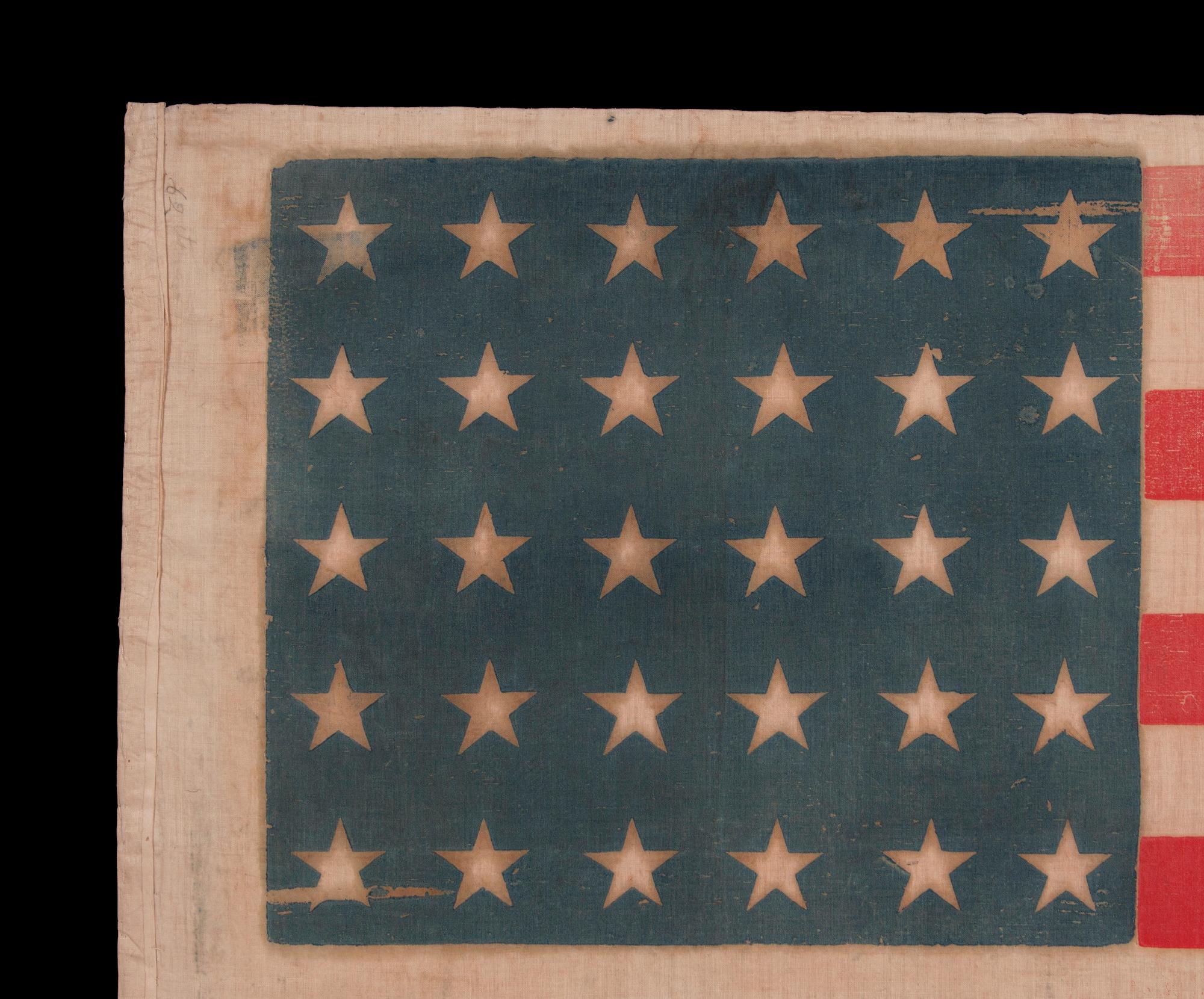 Américain Drapeau de parade américain ancien à 30 étoiles, État du Wisconsin, vers 1848-1850 en vente