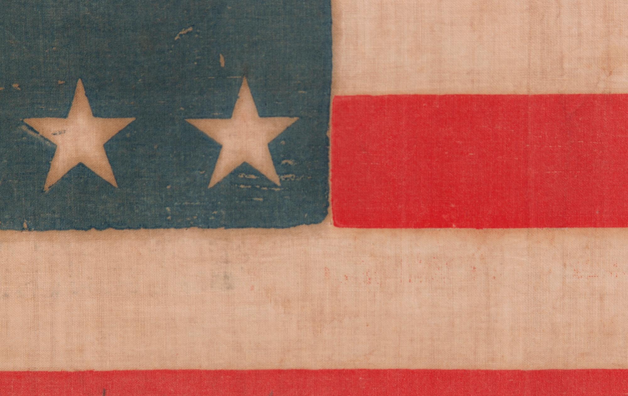 Drapeau de parade américain ancien à 30 étoiles, État du Wisconsin, vers 1848-1850 Bon état - En vente à York County, PA