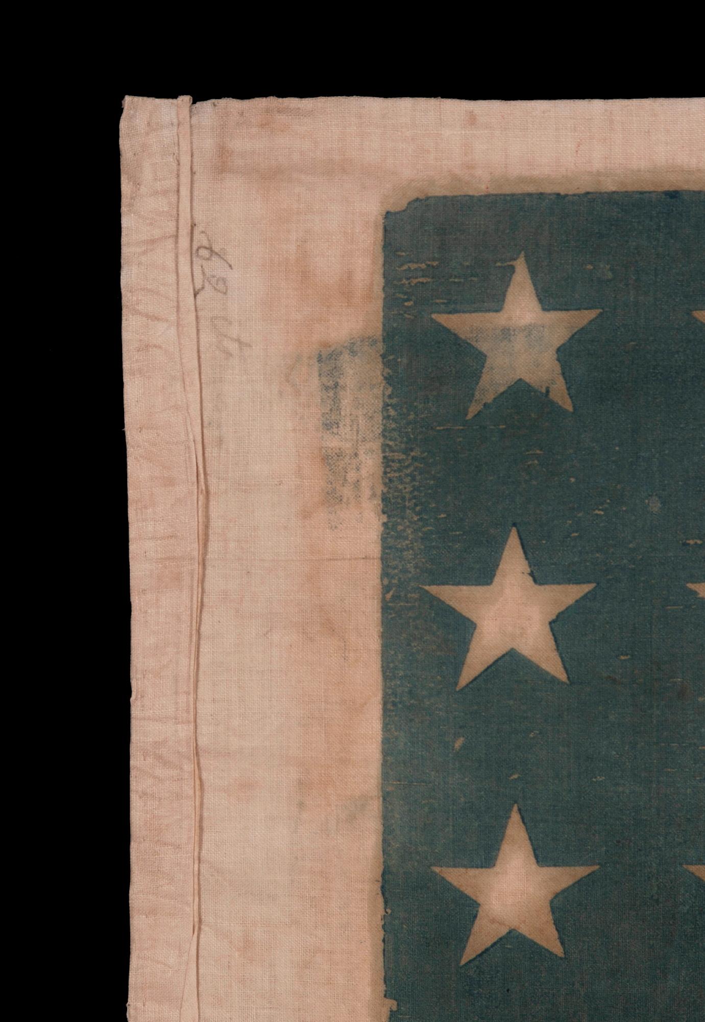 XIXe siècle Drapeau de parade américain ancien à 30 étoiles, État du Wisconsin, vers 1848-1850 en vente