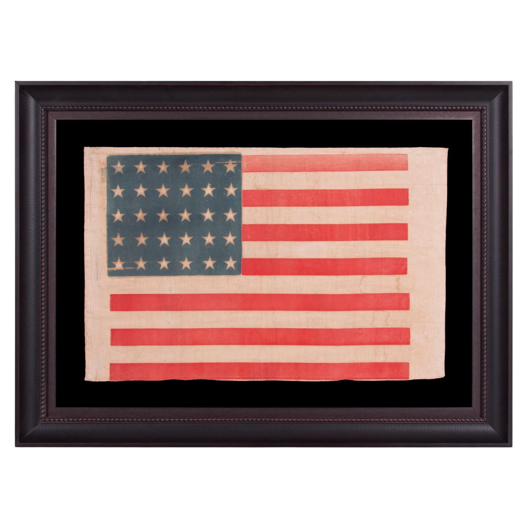 Bandera de desfile americana antigua de 30 estrellas, creación del estado de Wisconsin, ca 1848-1850