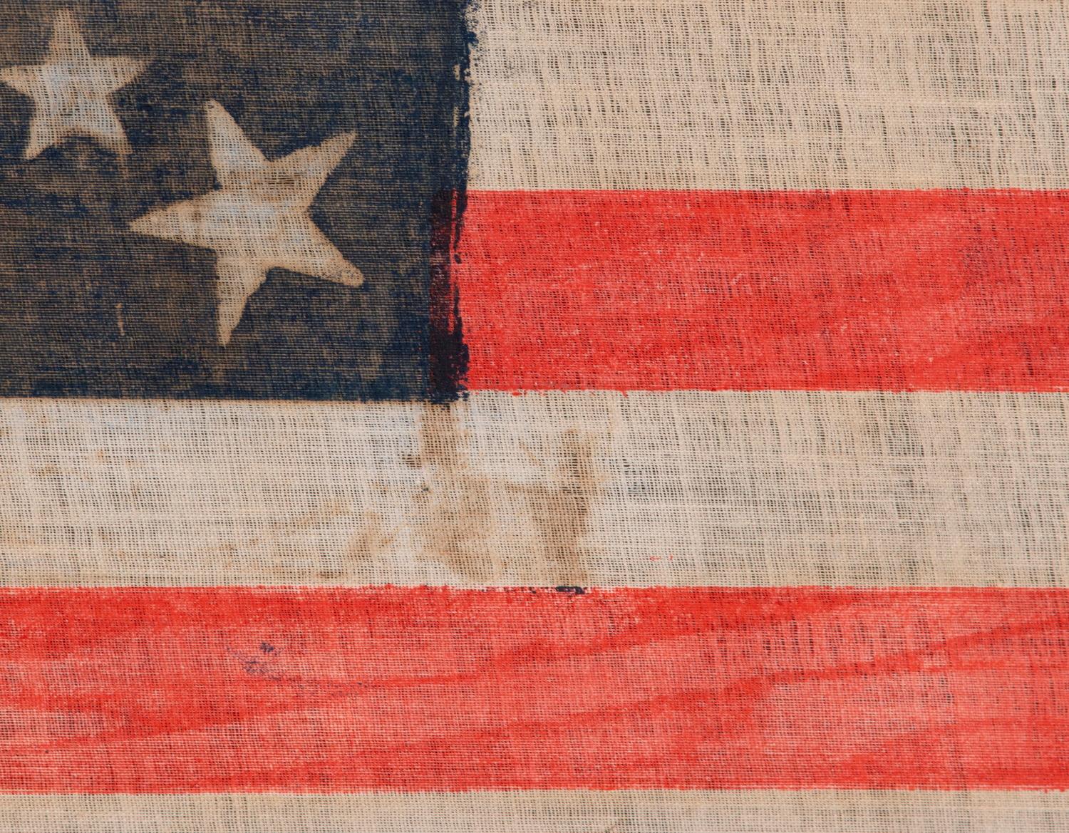 American 30 Star Flag, Pre-Civil War Ear, Haloed Center Star, Wisconsin Statehood